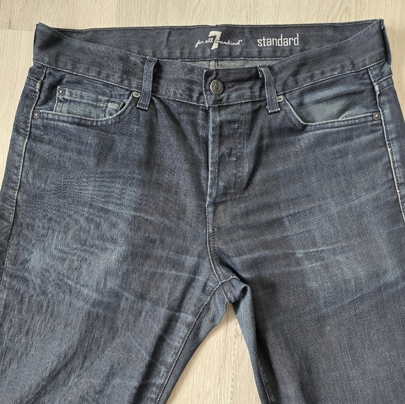 7 for Mankind | Standard dark indigo wash button-fly straight leg jeans MENS 32 - Picture 4 of 12